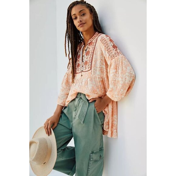 Anthropologie Tops - Anthropologie Claudia Embroidered Tunic Top Small